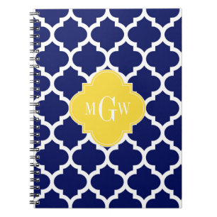 Carnet Navy Wht Moroccan #5 Pineapple 3 Initial Monogram