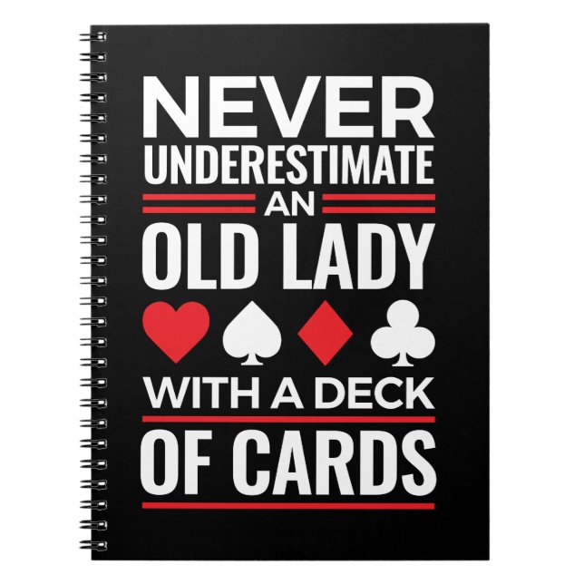 Carnet Ne sous-estimez jamais Old Lady Deck of Card Bridg (Devant)