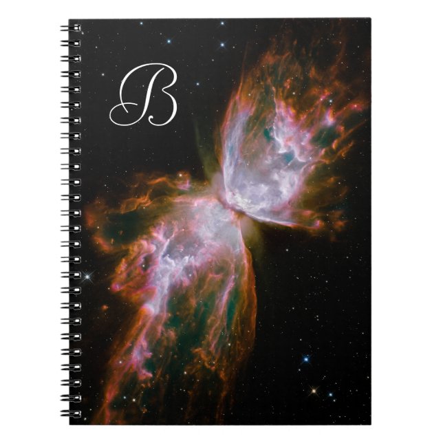 Carnet Nébuleuse papillon monogrammée Photo céleste (Devant)