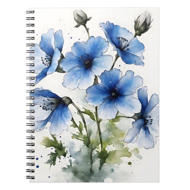 Carnet Nemophila - Watercolor flowers (Devant)