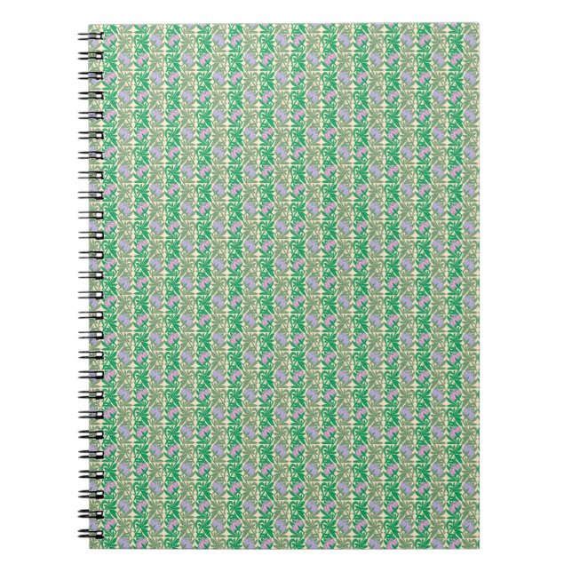 Carnet Nénuphars rose Art Nouveau damas (Devant)