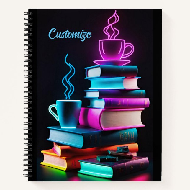 Carnet Neon Books Et Café (Devant)