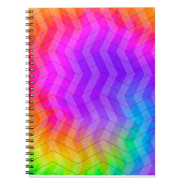 Carnet Neon Rainbow Tie Dye Herringbone (Devant)