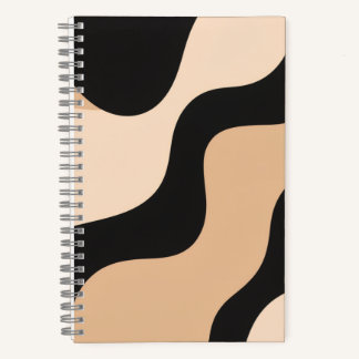 Carnet Neutral Wave Pattern Notebook in Beige and Black