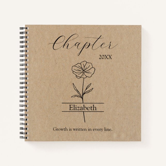 Carnet New Year Chapter Wildflower Minimalist Name (Devant)
