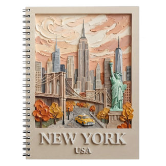 Carnet New York City Vintage 3D Textured Skyline Painting