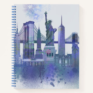 Carnet New York Skyline - Aquarelle bleue