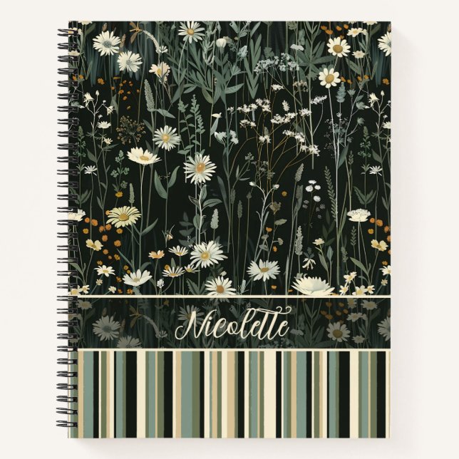 Carnet Nicolette Dark Daisy Floral Striped Deluxe (Devant)