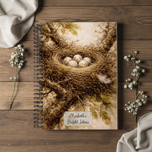 Carnet Nid d'oiseau vintage avec des œufs