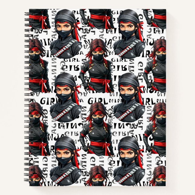 Carnet Ninja Girls Anime With Text Pattern Design (Devant)