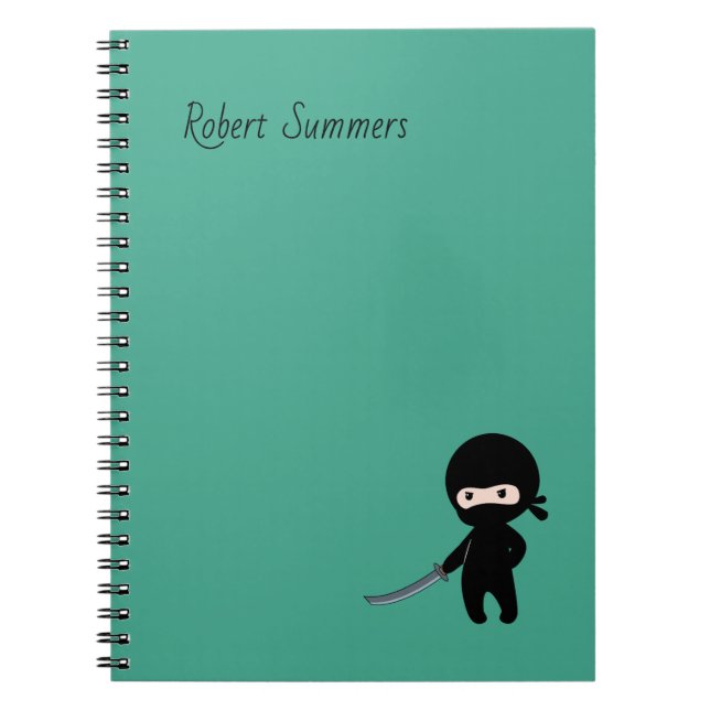 Carnet Ninja minuscule en colère Nom personnalisé sur Dar (Devant)