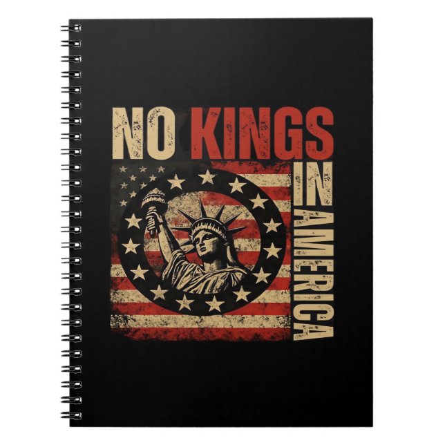 Carnet No Kings In America Patriotic Grunge Classic Vinta (Devant)