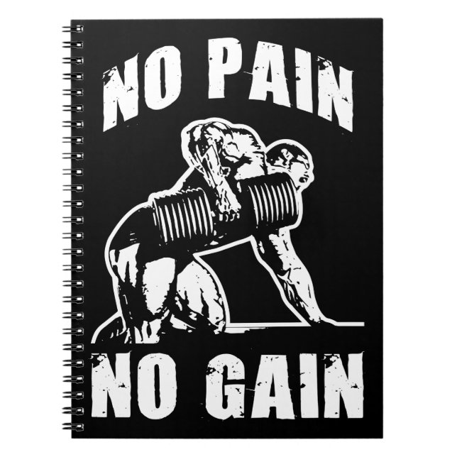 Carnet NO PAIN NO GAIN. Exercice de musculation Motivatio (Devant)