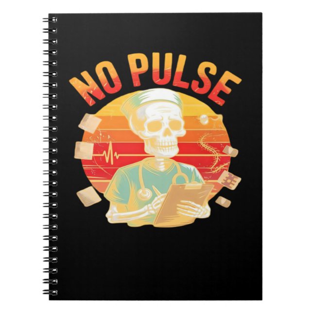 Carnet No Pulse Skeleton Nurse Funny Medical Halloween Pa (Devant)