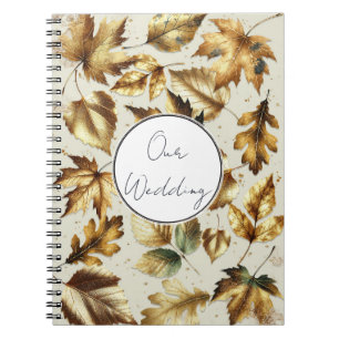 Carnet Noces de Mariage Automne Glam Beige Abricot Feuill