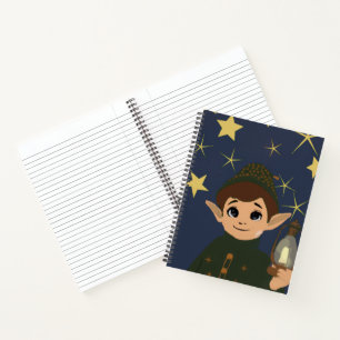 Carnet Noël Adorable Elfe et Nuit Étoilée