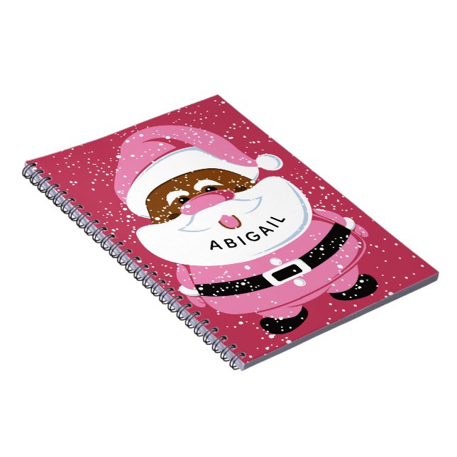 Carnet Noël au Père Noël afro-américain rose mignon (Côté Droit)