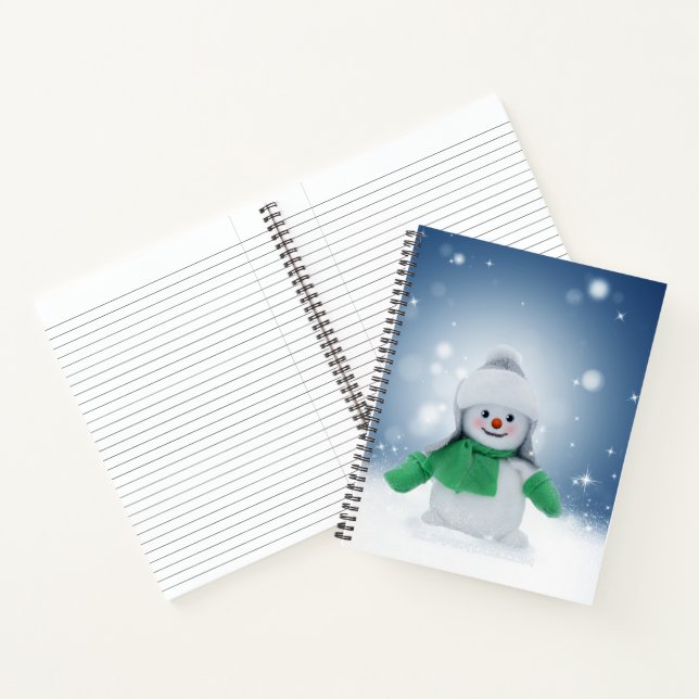 Carnet Noël bonhomme de neige SlipperyJoe foulard vert m (Intérieur)