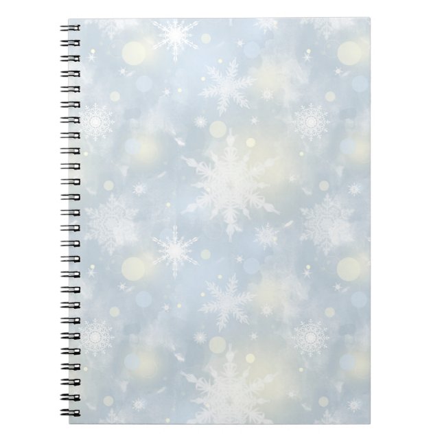 Carnet noël, design, blanc, flocons de neige, léger, gris (Devant)