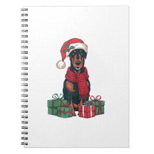 Carnet Noël Éclairage Père Noël Doberman Chien Noël