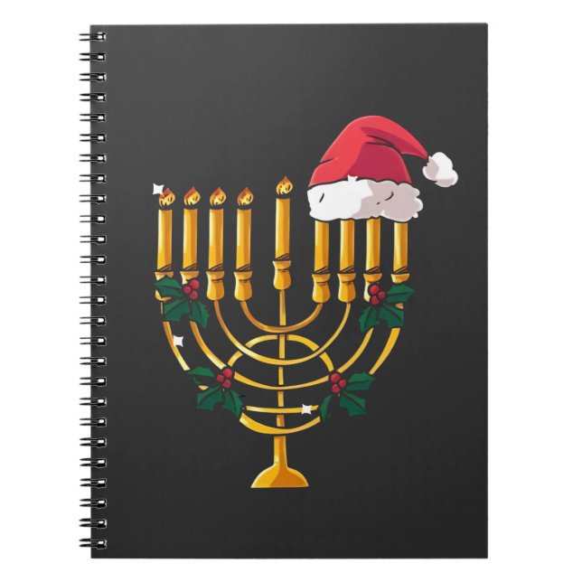 Carnet Noël Hanoukka Juif Père Noël Menorah (Devant)