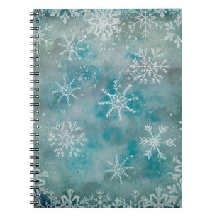 Carnet Noël Hiver Flambeaux blancs Sur Bleu