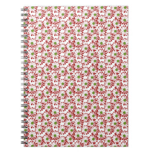 Carnet Noël Rouge et vert marguerite motif floral