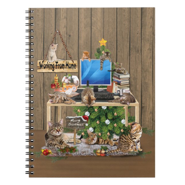 Carnet Noël - Travailler à la maison avec mes chats (Devant)