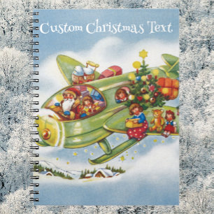 Carnet Noël vintage, avion du Père Noël