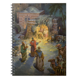 Carnet Noël vintage de la Nativité avec la visite des Mag