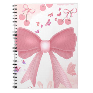 Carnet Nœud Rose Coquette et Cerises – Collage Esthétique