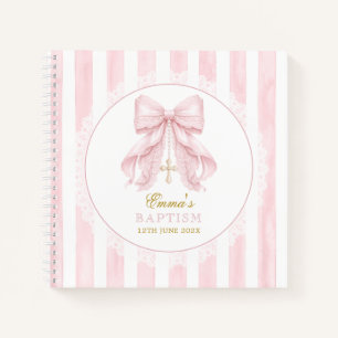 Carnet Nœud Rose Élégant Bébé Fille Rayures