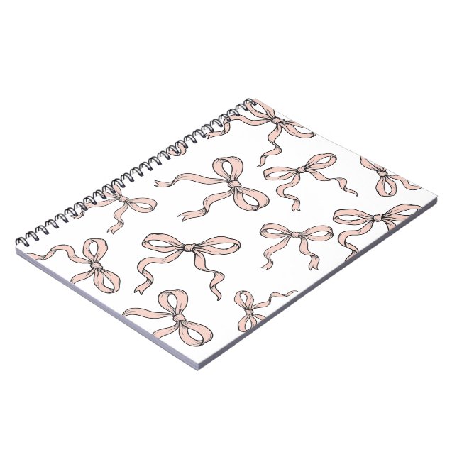 Carnet Nœuds de ruban rose tendance mignons contourné en  (Côté gauche)