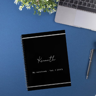 Carnet Noir argenté script minimaliste