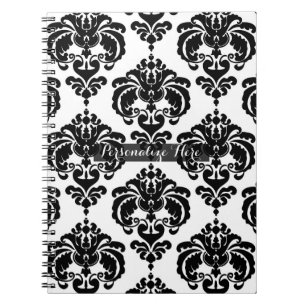 Carnet Noir & Blanc Damas Élégance Moderne Motif Élégant