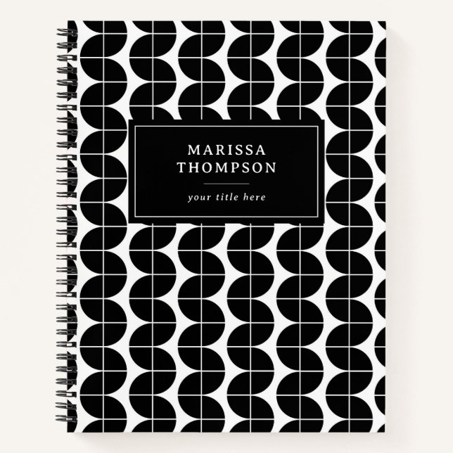 Carnet Noir & Blanc Mid Century Moderne Abstrait Personna (Devant)