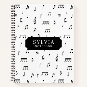 Carnet Noir & blanc Notes musicales Symbole Nom du Motif