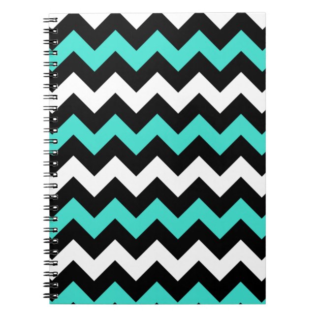 Carnet Noir Blanc Turquoise Zigzag (Devant)