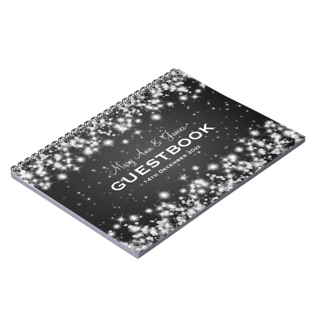 Carnet Noir d'étincelle d'hiver de Guestbook de mariage (Côté gauche)
