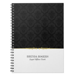 Carnet Noir et blanc damas or Accent