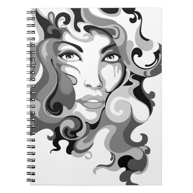 Carnet noir et blanc de fille de graffiti (Devant)