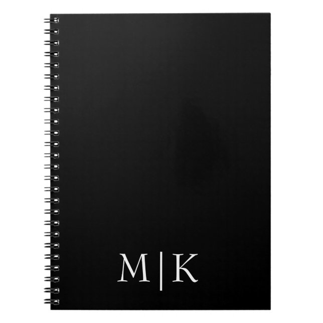 Carnet Noir et blanc | Monogramme moderne (Devant)