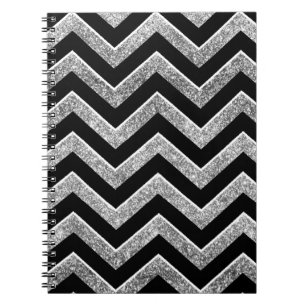 Carnet Noir et chevron scintillant d'argent