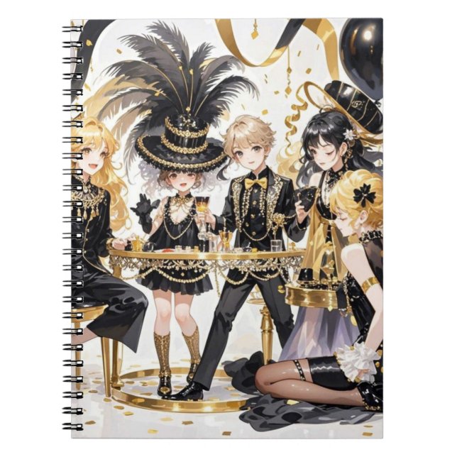 Carnet Noir et or, Luxe riche, style Moulin rouge (Devant)