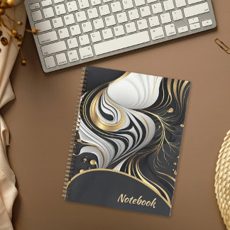 Carnet noir et or ondulé personnalisé