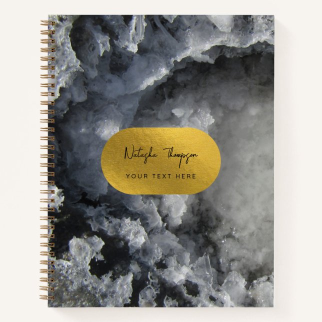 Carnet Noir Gold Foil Crystals de mer Signature Script (Devant)