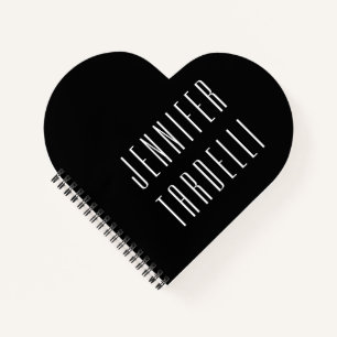 Carnet Noir Moderne Minimaliste Élégant Votre Nom