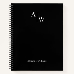 Carnet Noir moderne Professionnel 2 Monogramme Initiale