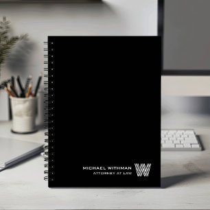 Carnet NOIR Monogramme Initial Minimal ENTREPRISE COMMERC