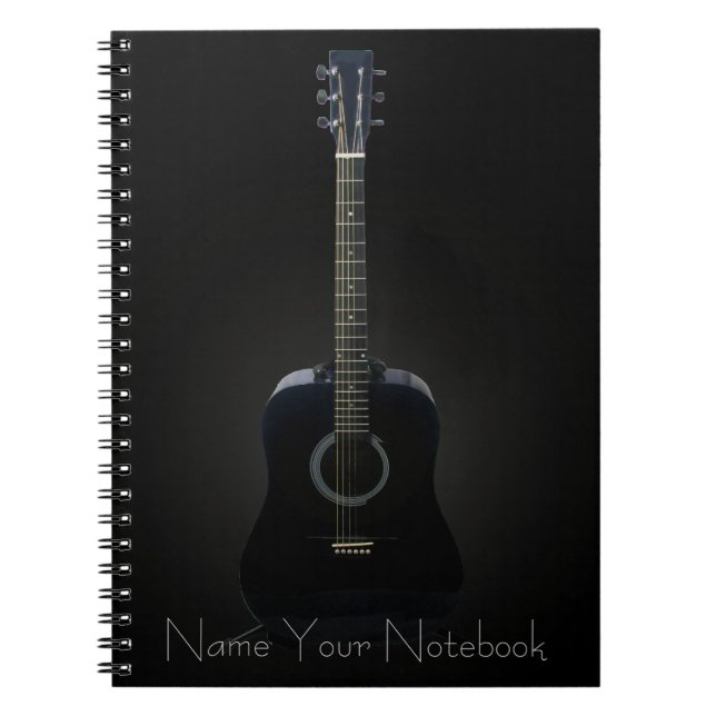Carnet noir personnalisé de musique de guitare (Devant)